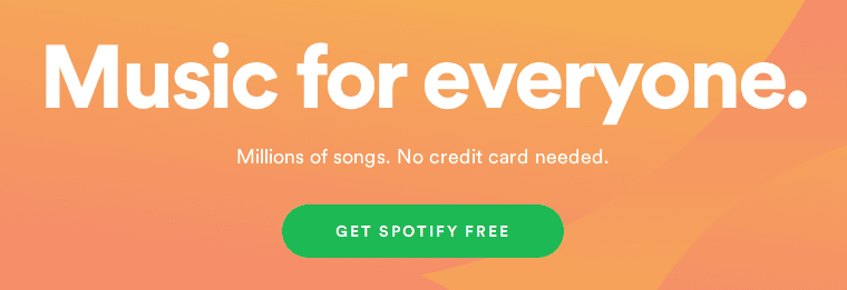 A screenshot of the Spotify homepage